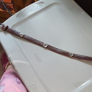 Brighton Silver and Brown Leather Belt with Elegant Design